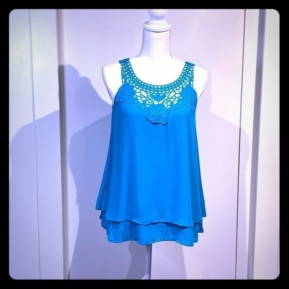 DR2 Turquoise crochet enlisted top - Picture 1 of 5